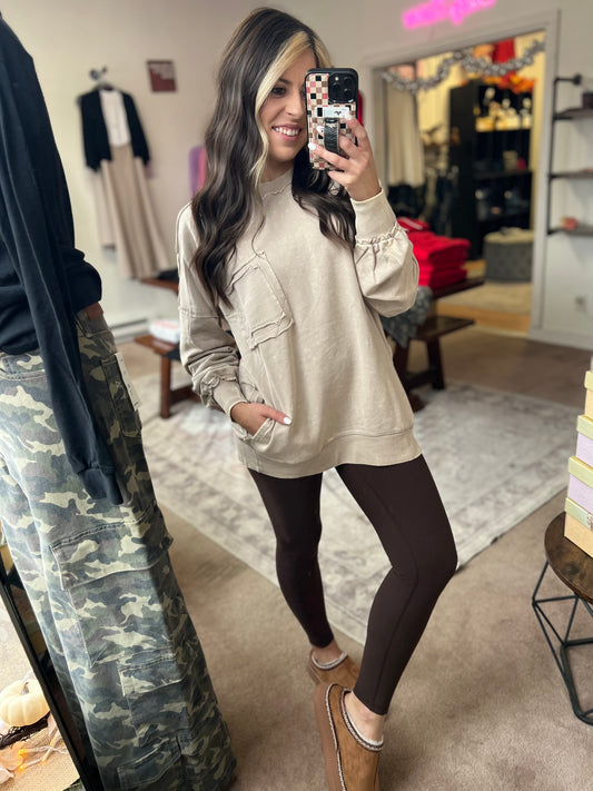 V Waist Leggings, Espresso