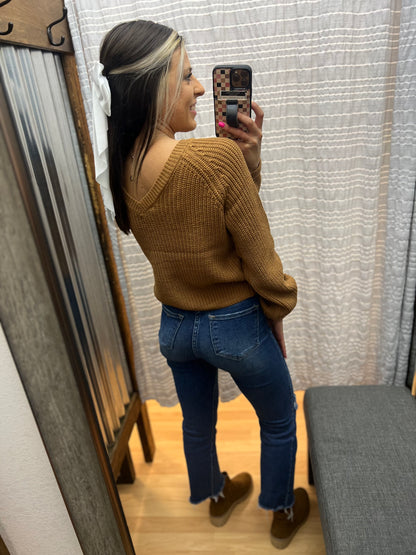 Scrunch Tie Sweater, Brown