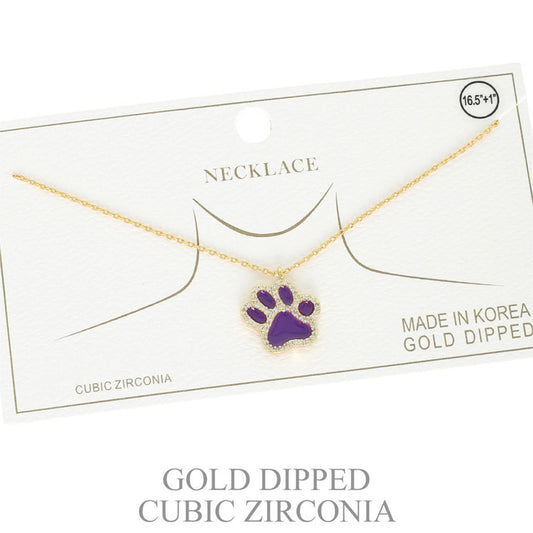 Paw Necklace, Purple