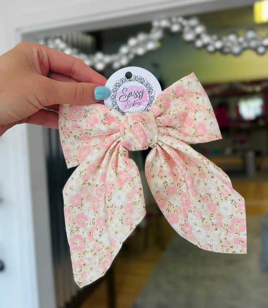 Ditsy Bow Clip, Pink Floral