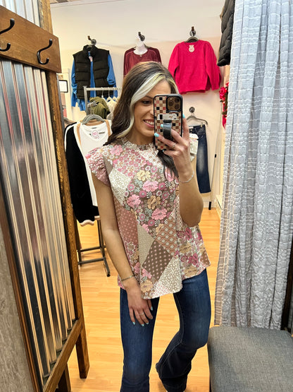 Pink Patchwork Blouse