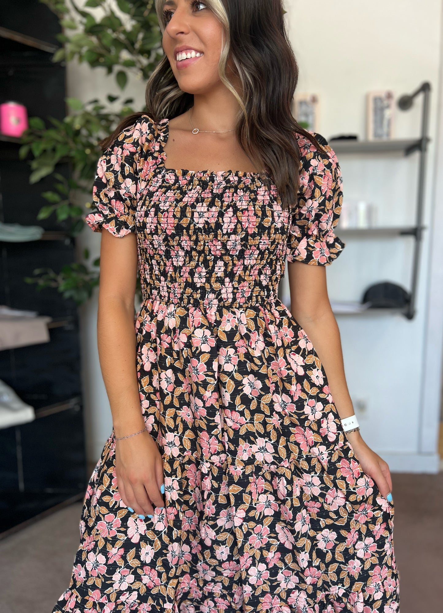 Maxine Dress, Black Floral