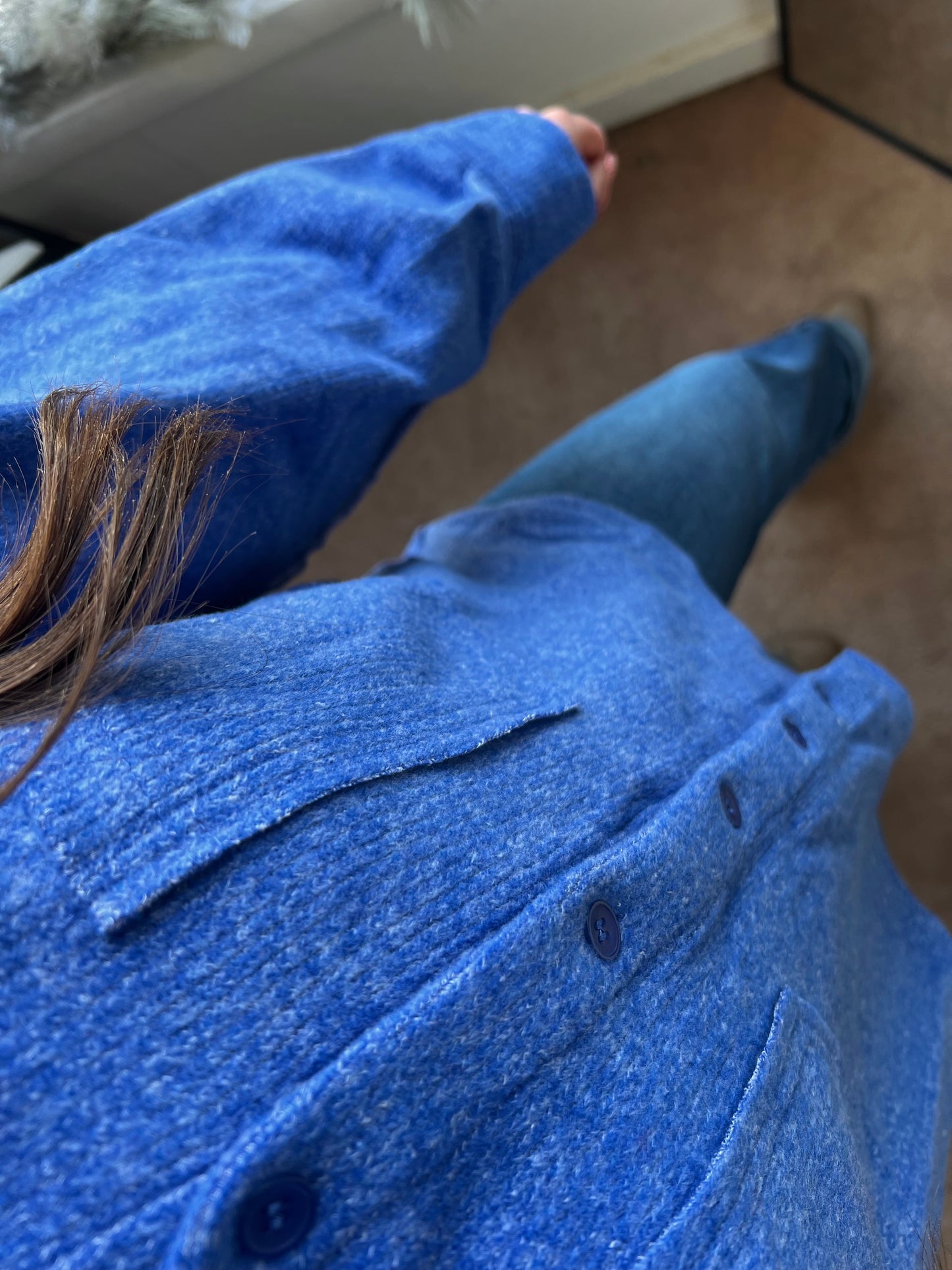 Oversized Button Down Jacket, Blue
