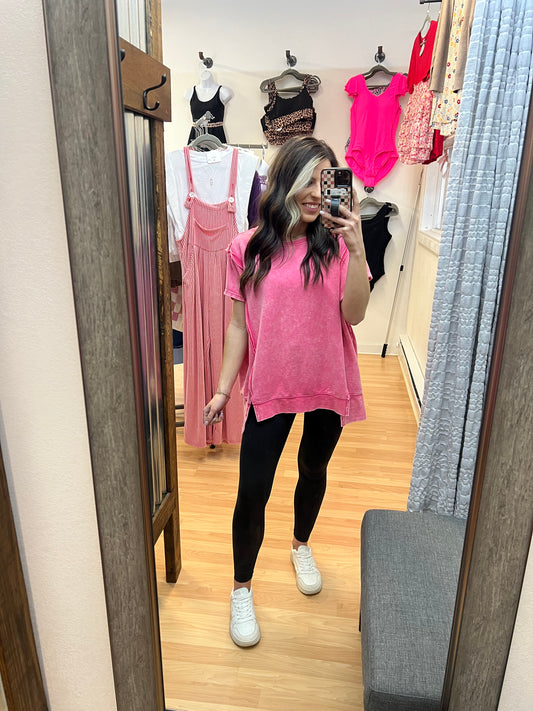 Acid Wash Tee, Pink