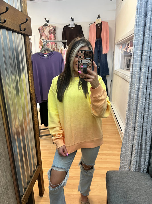 Luxe Corded Crew, Ombre Sunset