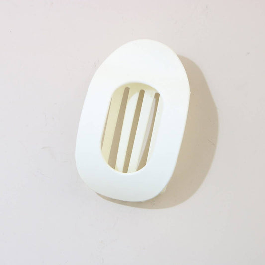 Oval Flat Hair Clip, White