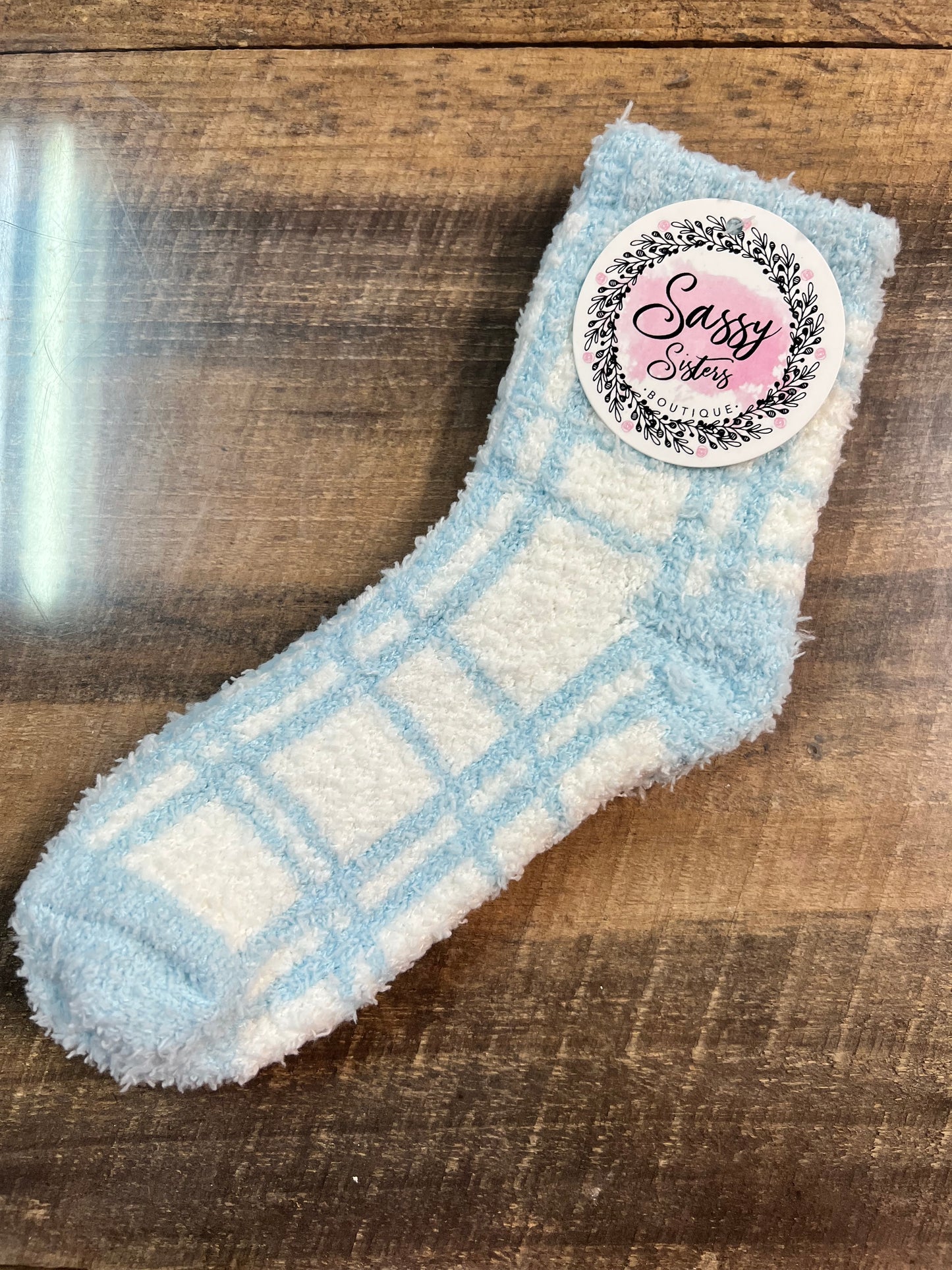 Fuzzy Socks, Blue Stripe