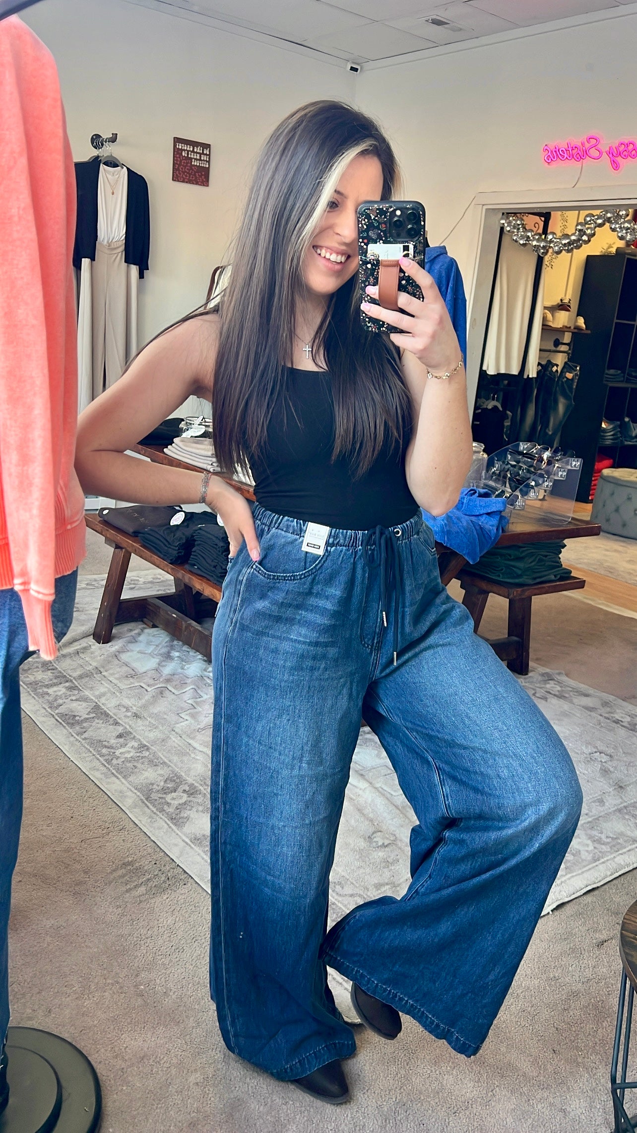 Judy Blue High Rise Palazzo Pants, Dark