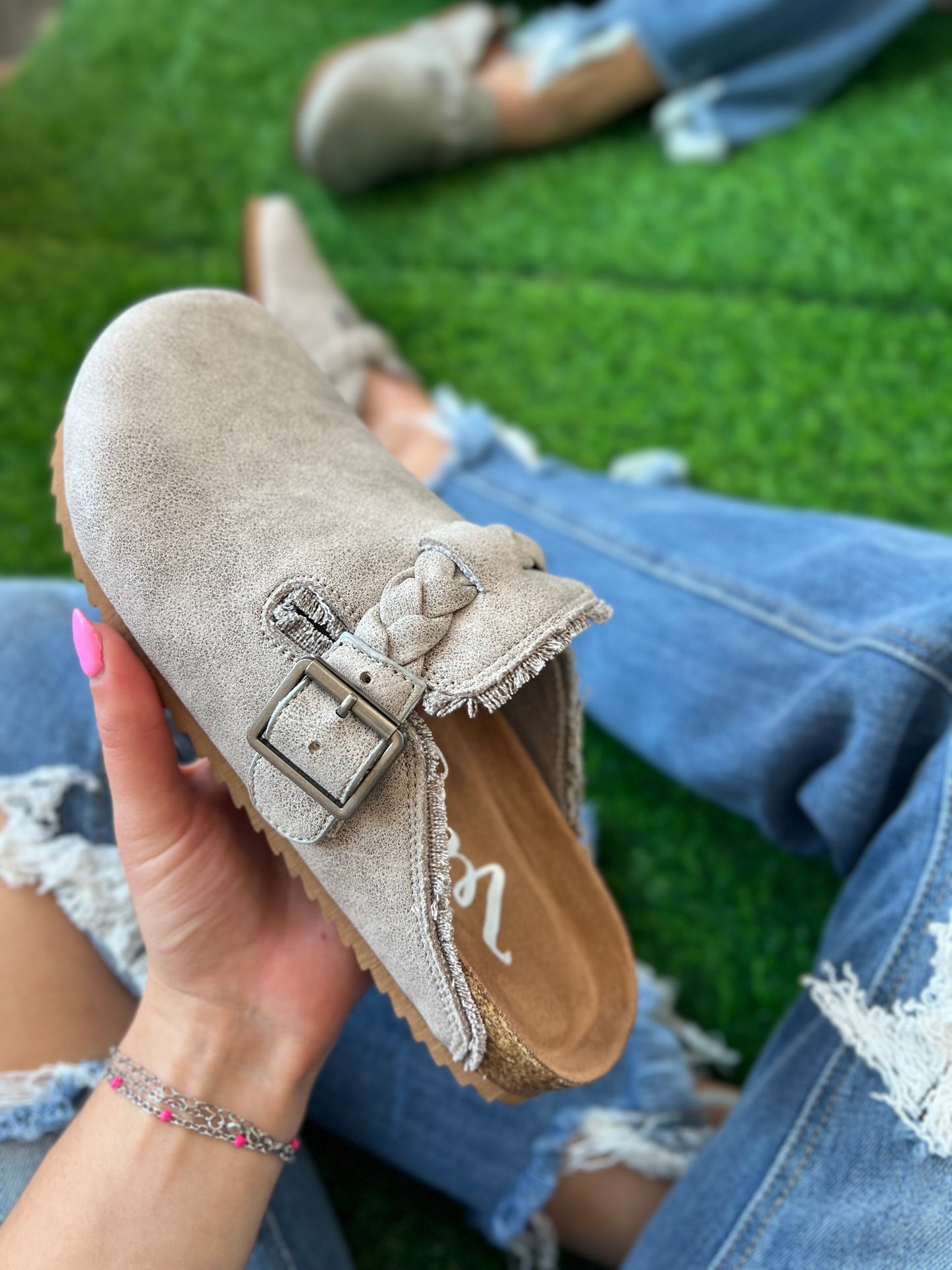 Iris Braided Slip Ons, Grey