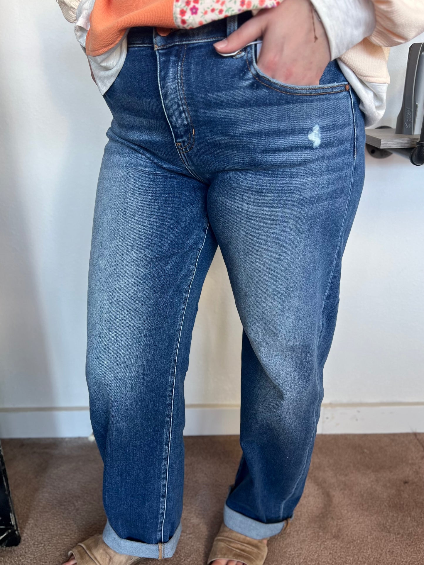 Lindsey Mid Rise Barrel Jean, RISEN