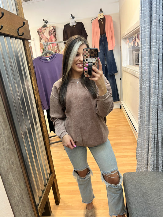 Luxe Corded Crew, Cappuccino