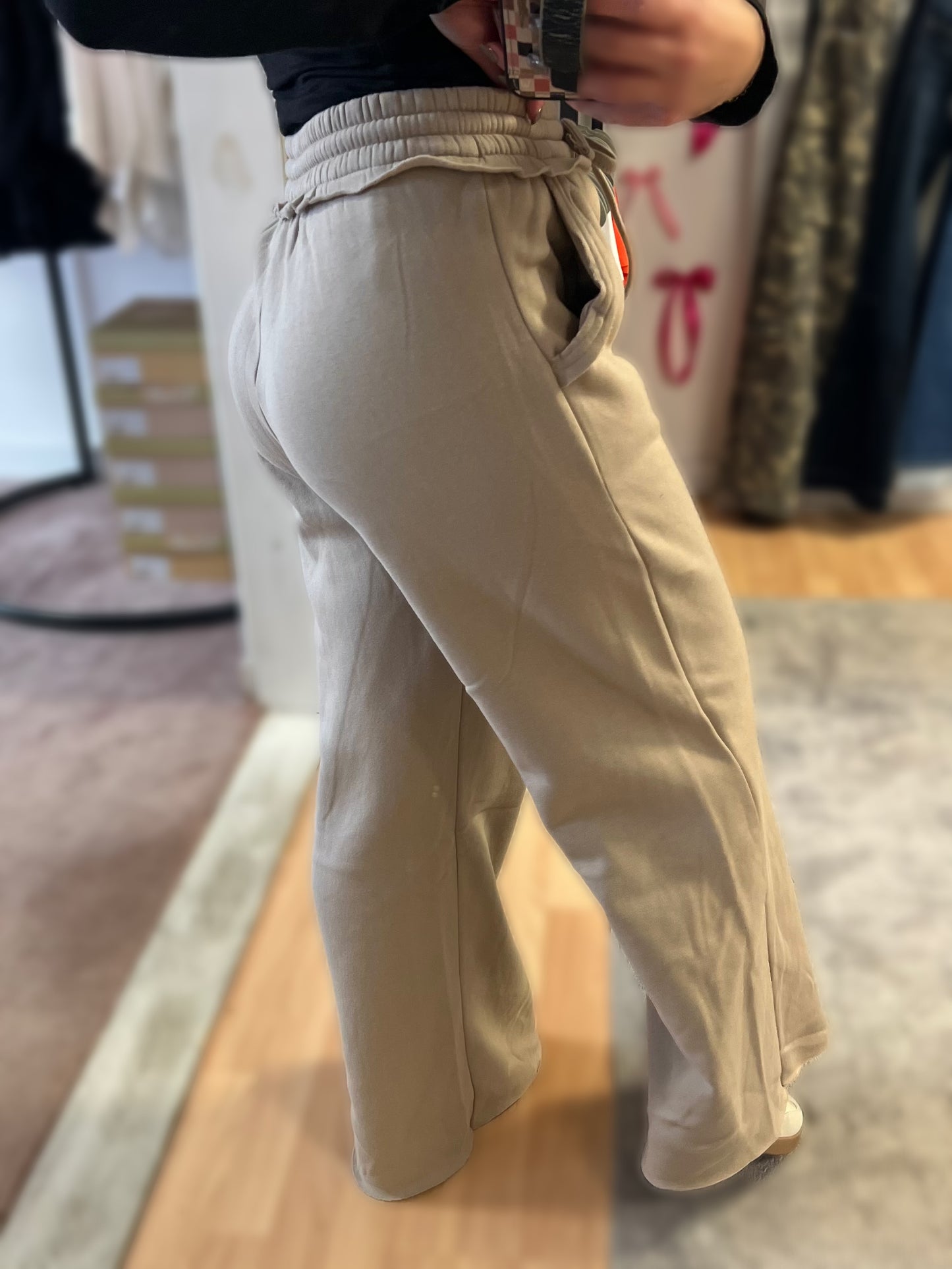 *DOORBUSTER* Fleece Wide Leg Sweatpants, Ash Mocha