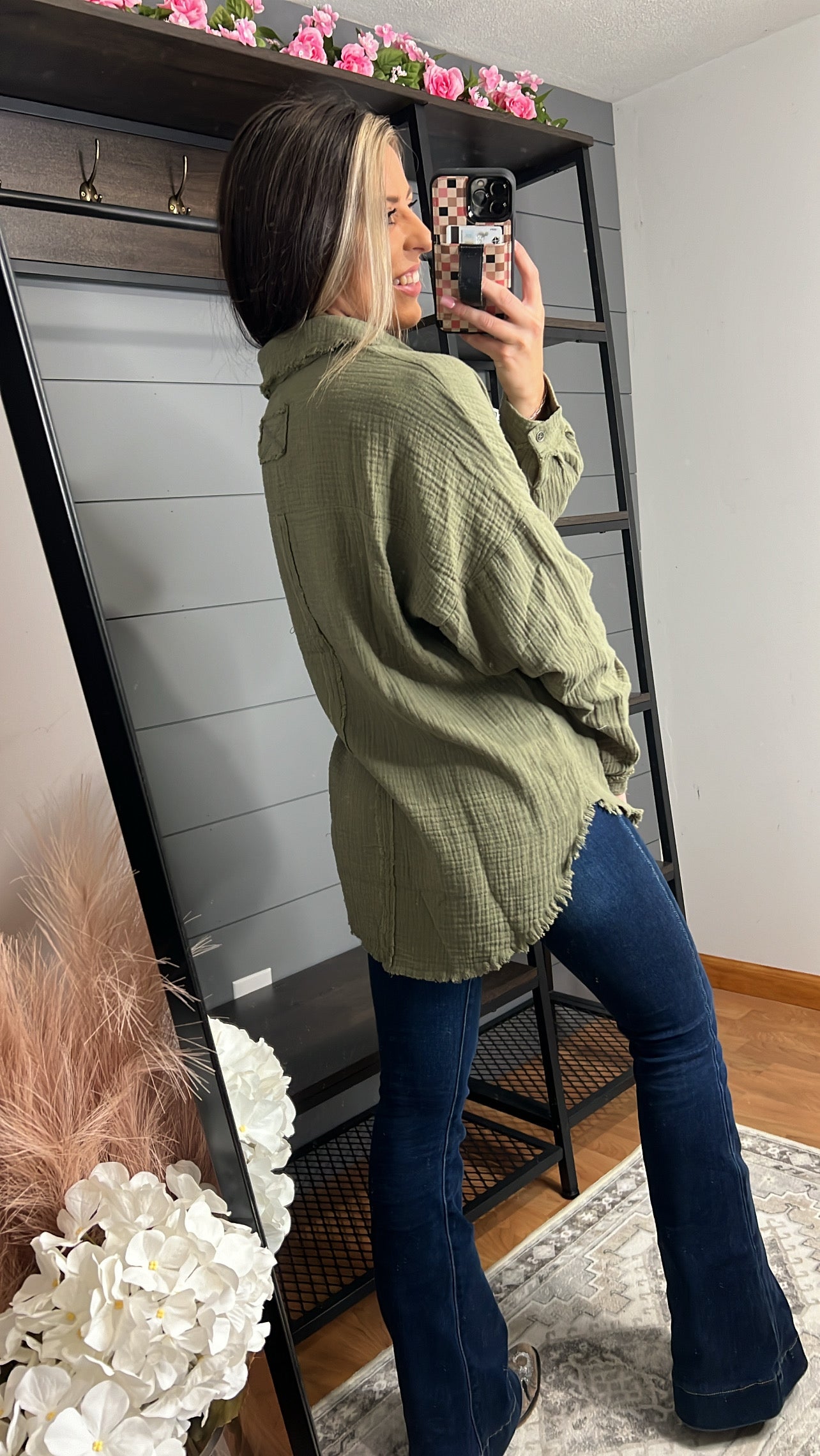 Fancy Like Button Up, Olive