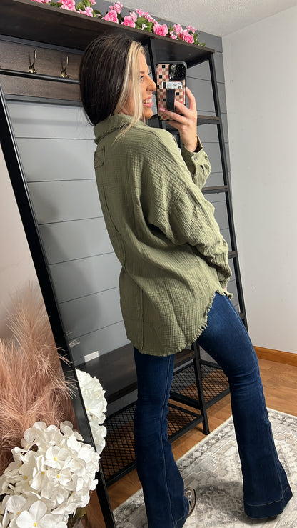 Fancy Like Button Up, Olive