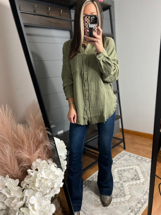 Fancy Like Button Up, Olive