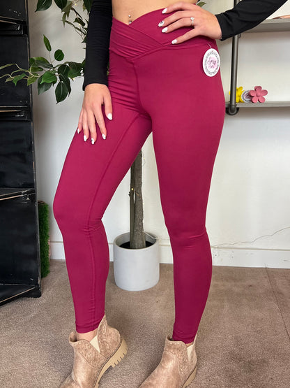 V Waist Leggings, Pomegranate