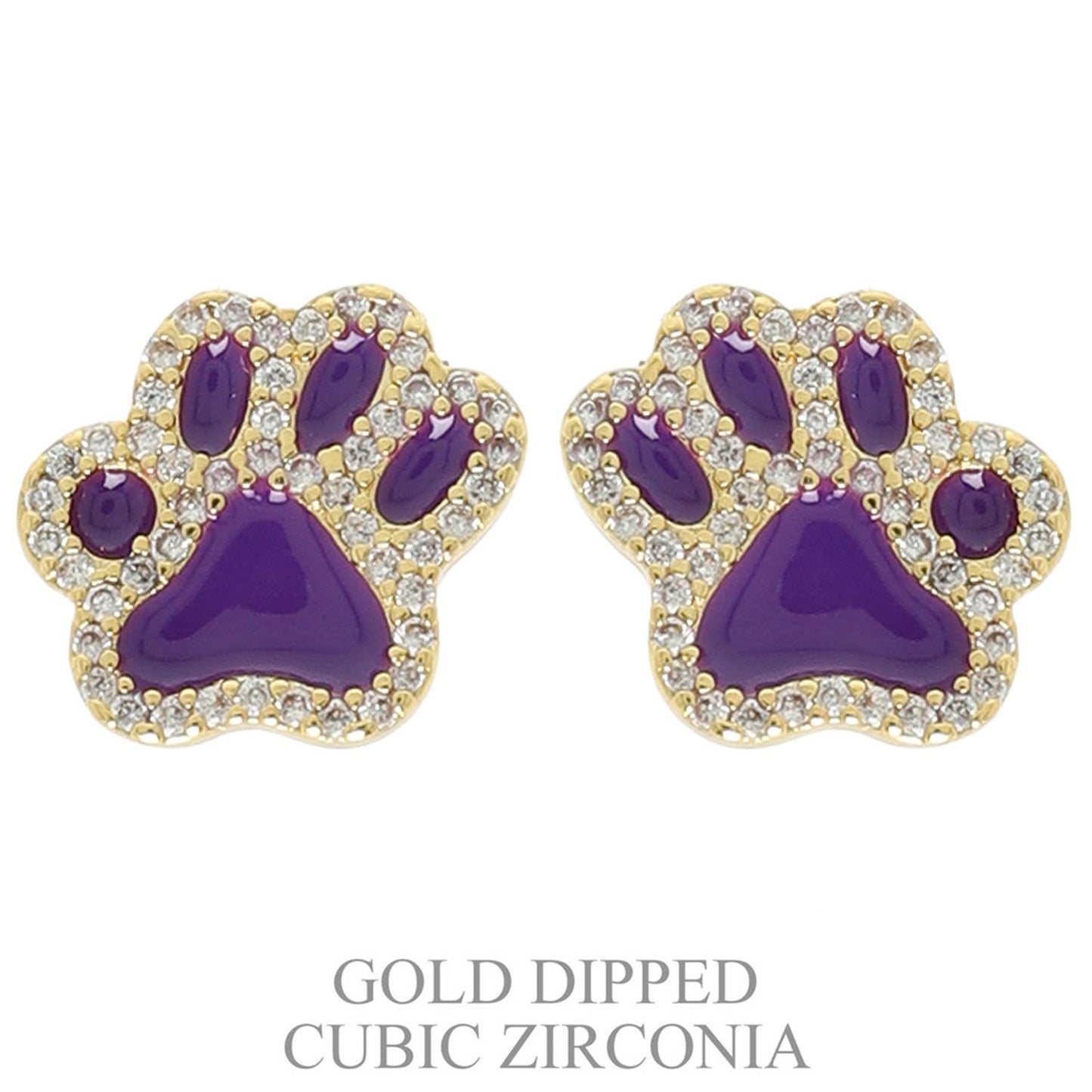 Paw Stud Earrings, Purple
