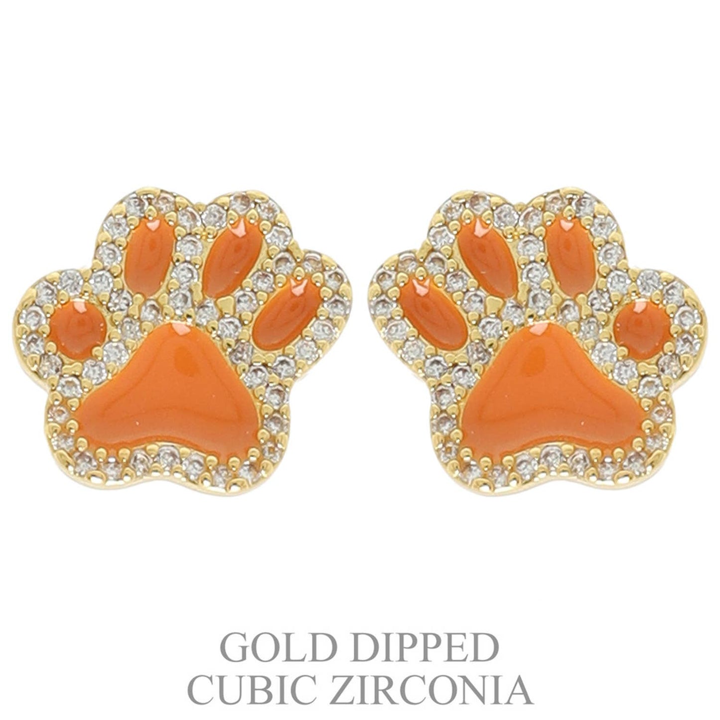 Paw Stud Earrings, Orange