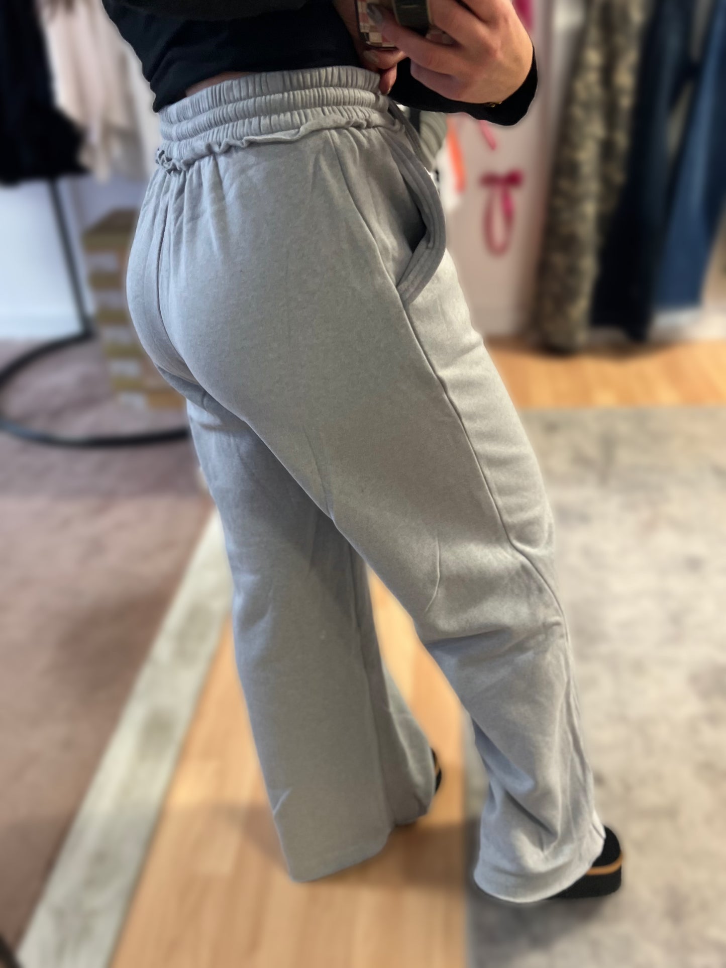 *DOORBUSTER* Fleece Wide Leg Sweatpants, Grey