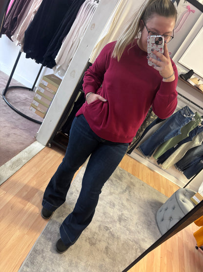 Fleece Pullover, Cabernet CURVY