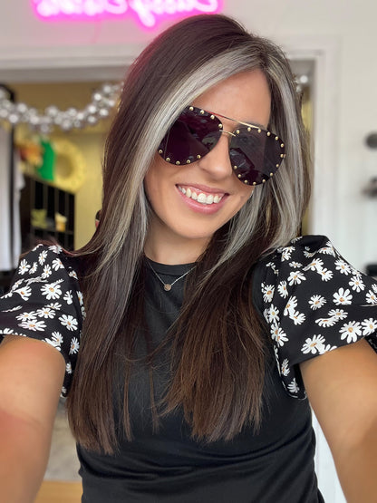 Hollywood Sunglasses, Black/Gold