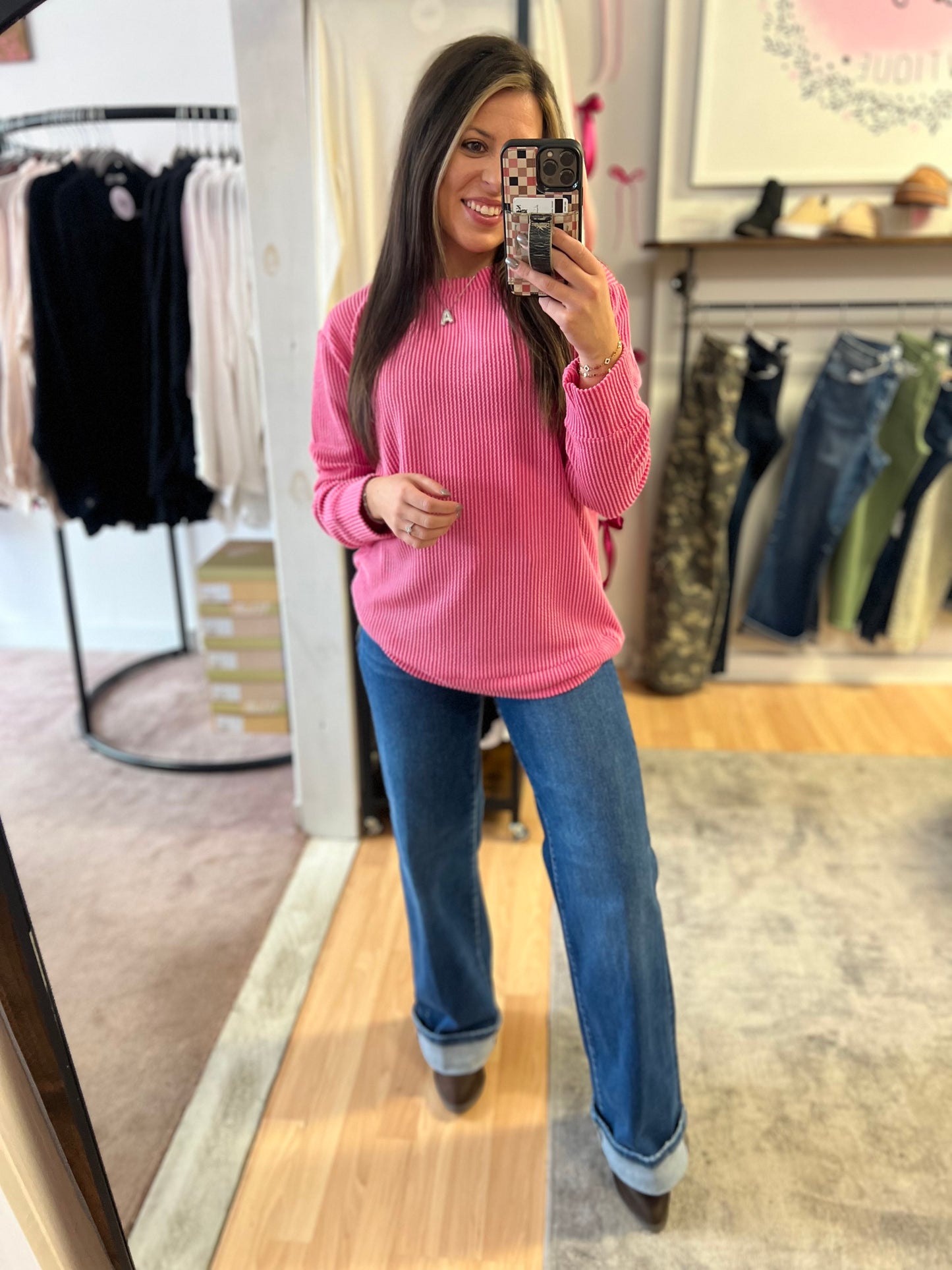 Raised Rib Top, Pink