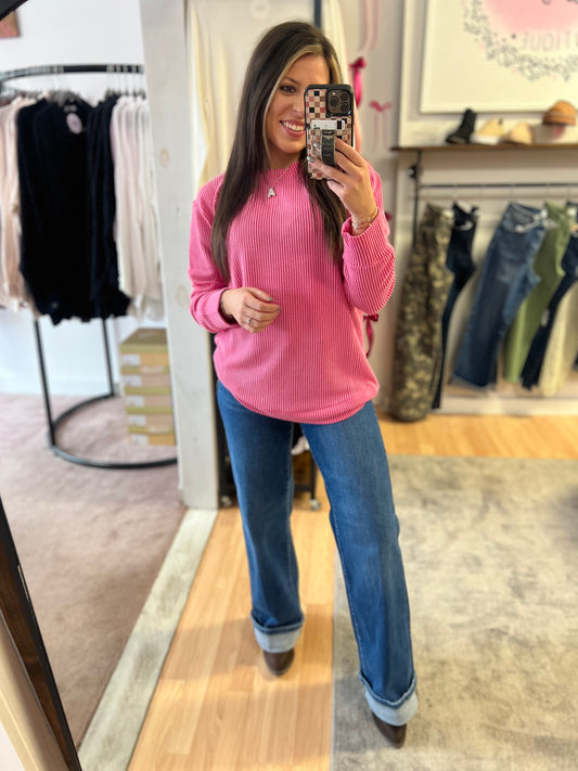 Raised Rib Top, Pink