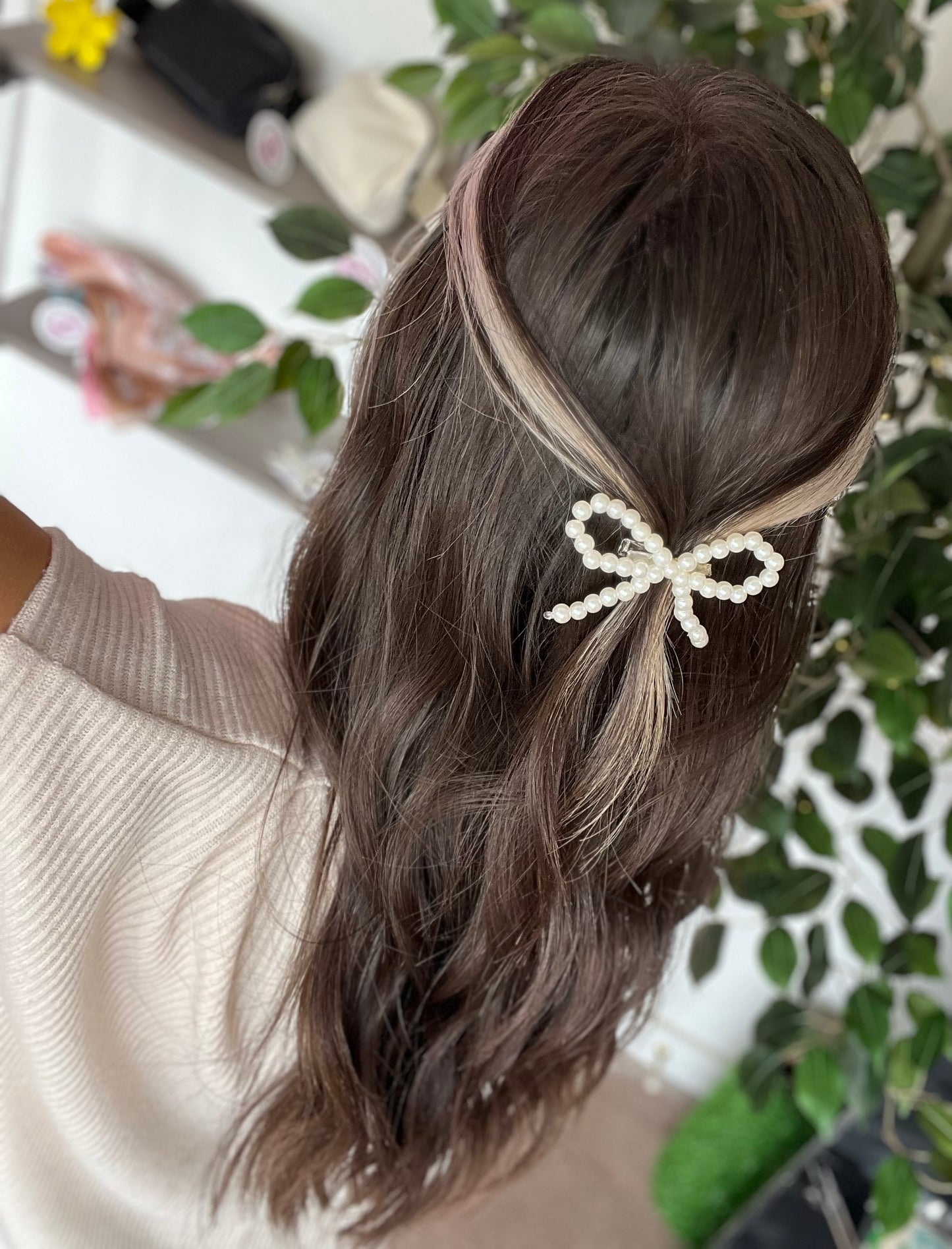 Pearl Bow Hair Clips
