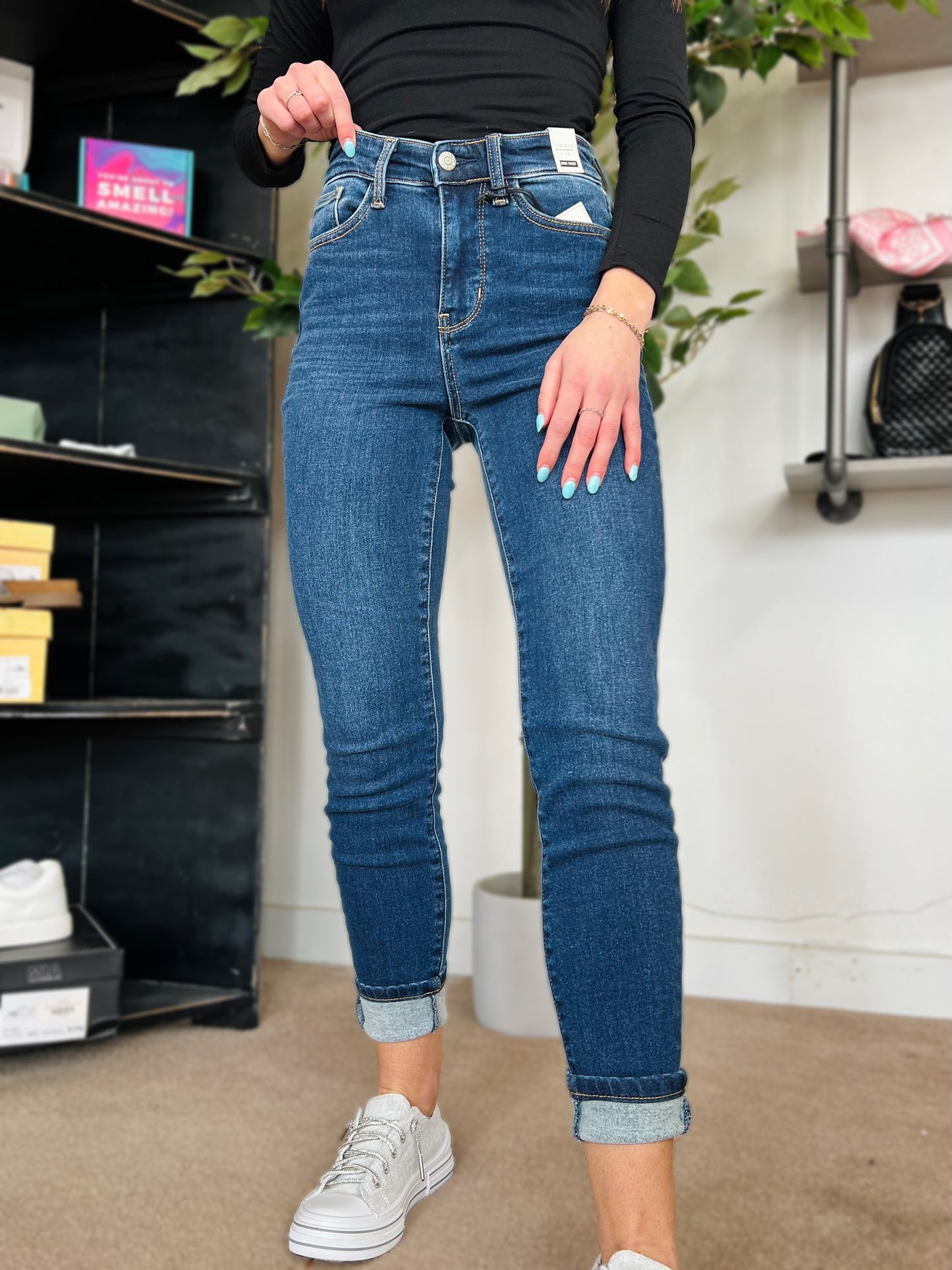 Trey Judy Blue Thermal Skinny Jeans