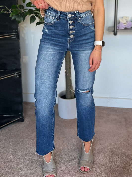 Luna Button Down Straight Leg, RISEN