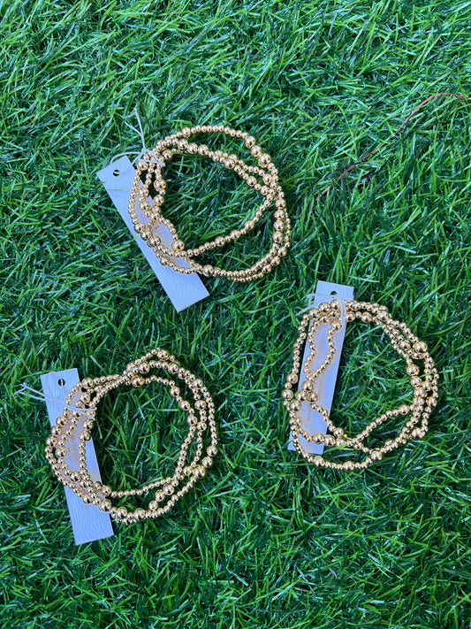 Gold Ball Chain Beaded Bracelet Set