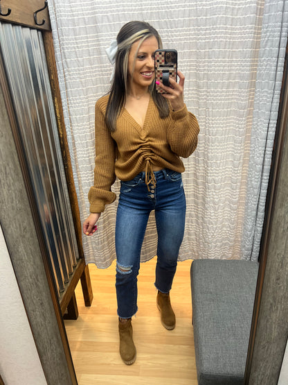 Scrunch Tie Sweater, Brown
