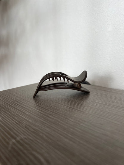 Oval Flat Hair Clip, Brown