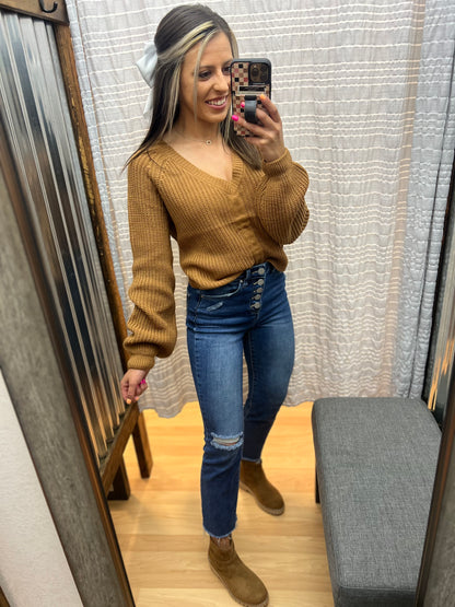 Scrunch Tie Sweater, Brown