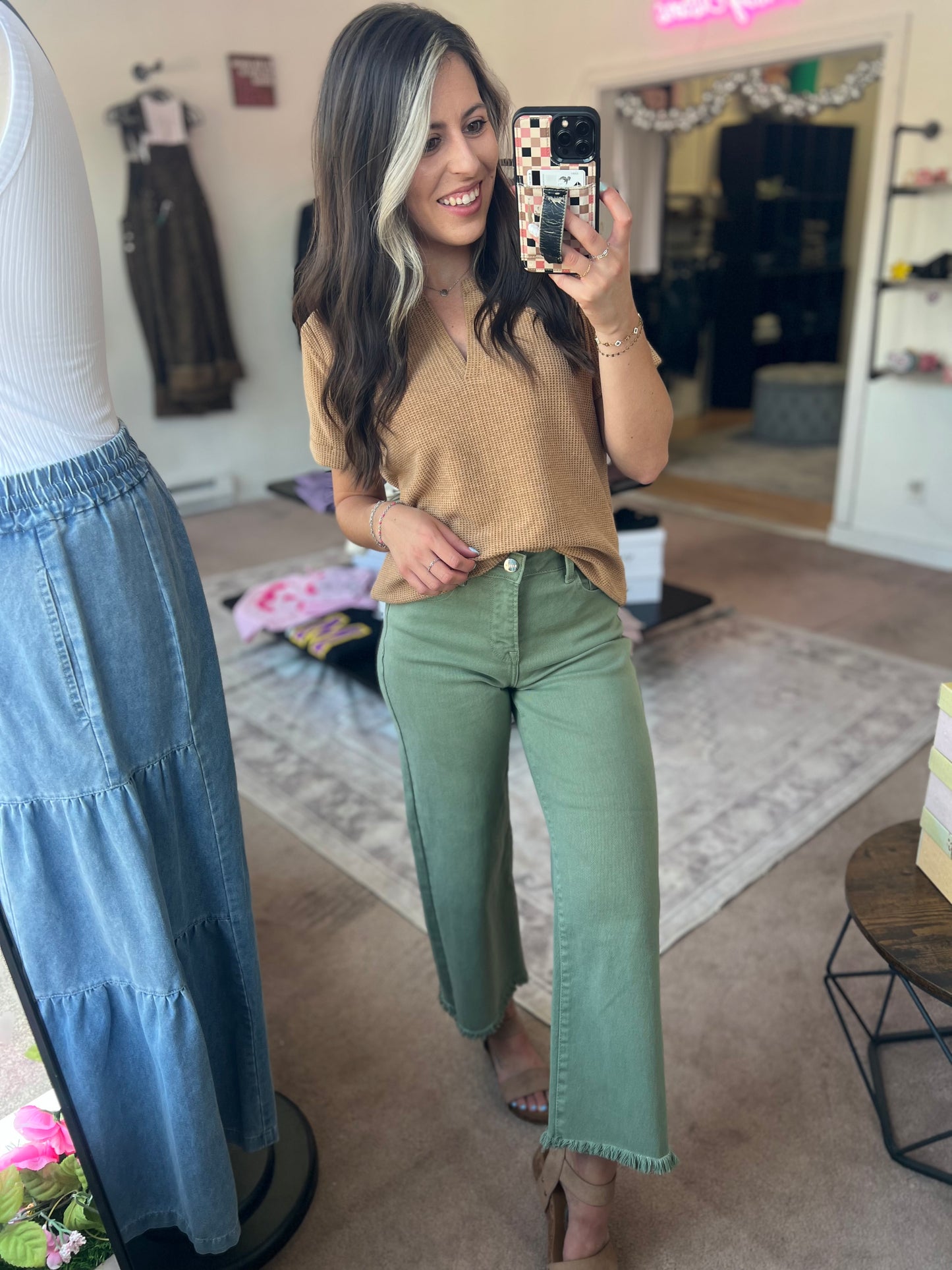 Baby Waffle Henley, Camel