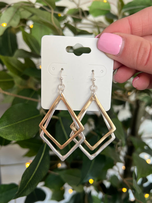 Two-Tone Double Rhombus Earrings