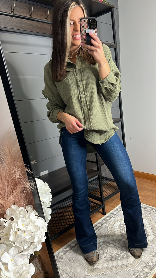 Fancy Like Button Up, Olive