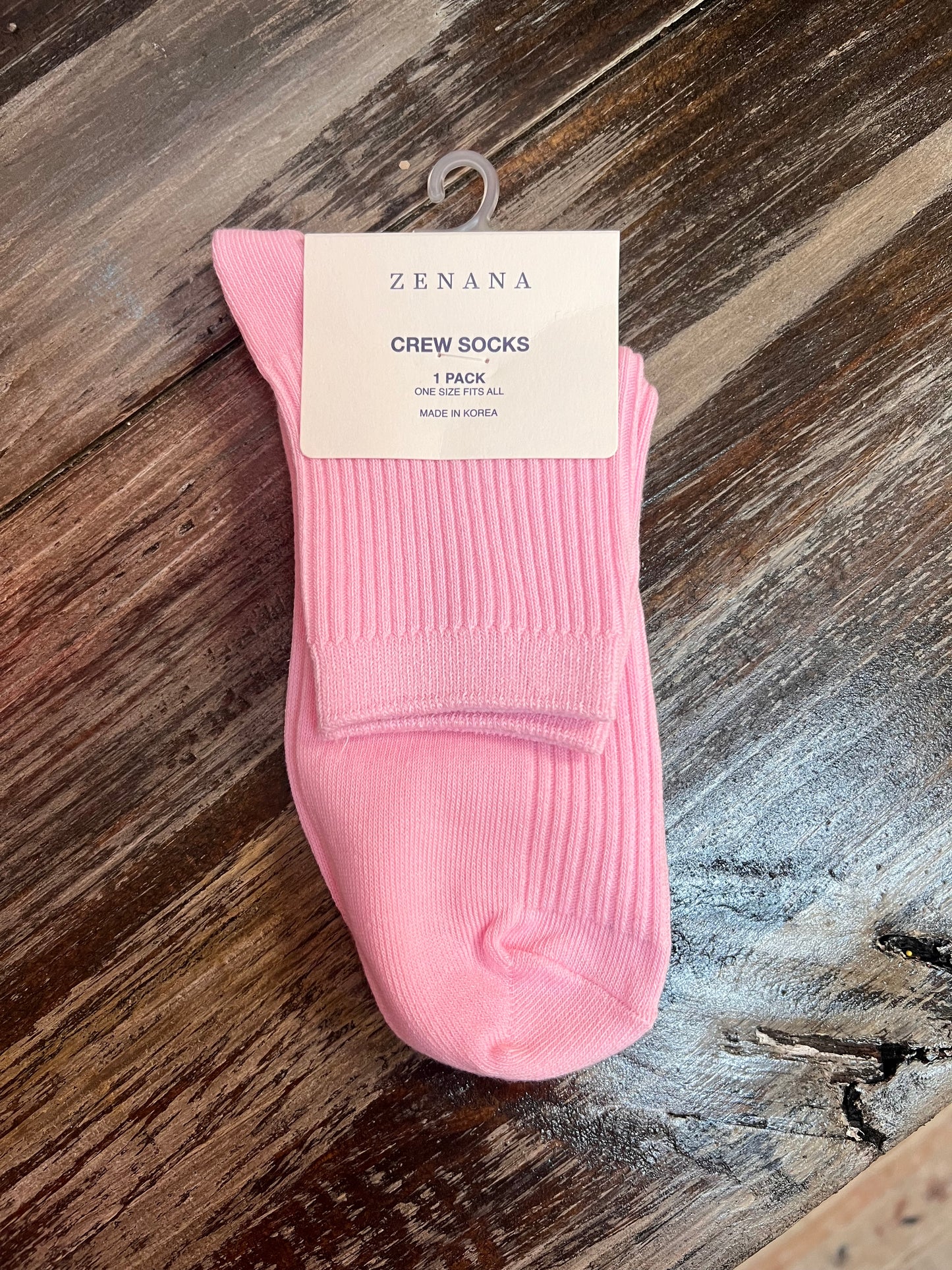 Ribbed Crew Socks, Pink