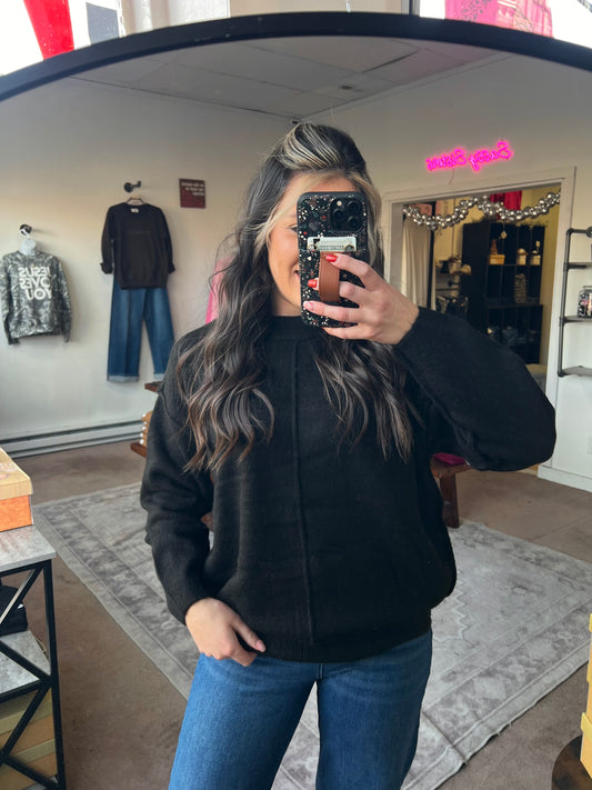 Front Seam Sweater, Black