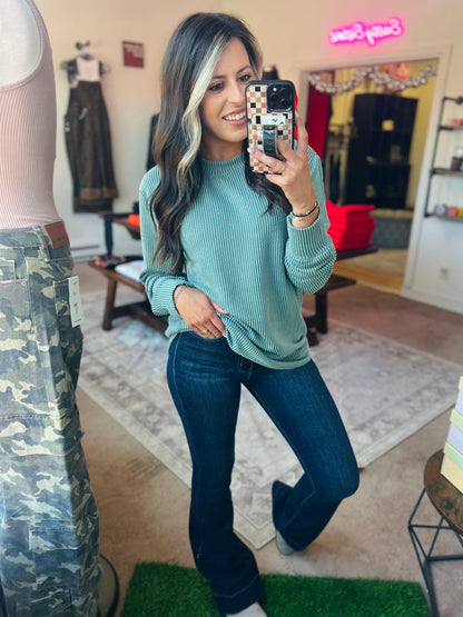 Raised Rib Top, Jade