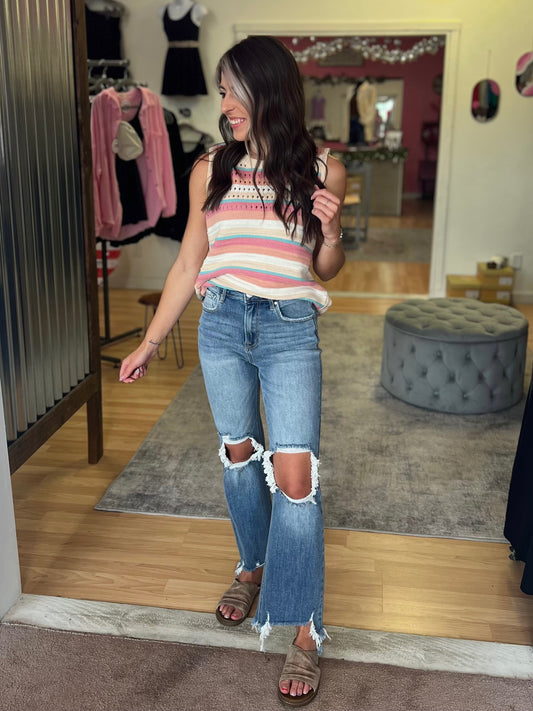 Striped Crochet Top