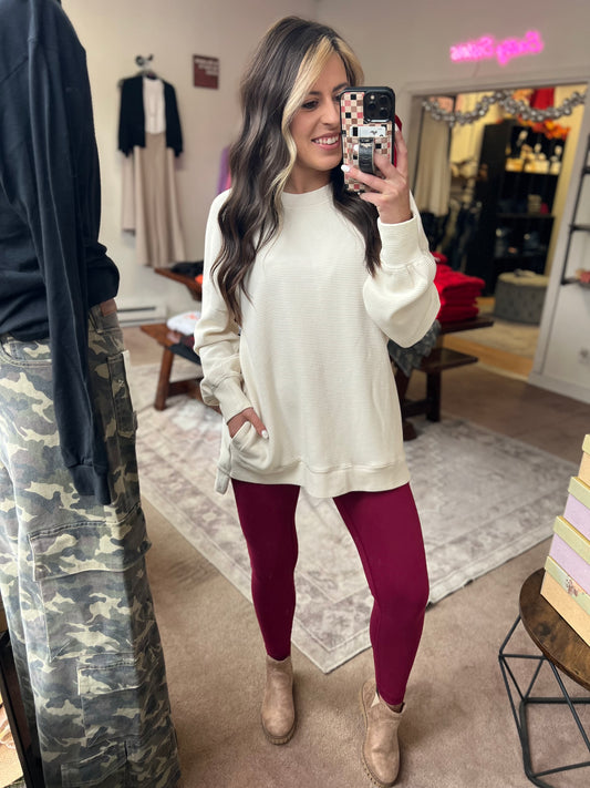 V Waist Leggings, Pomegranate