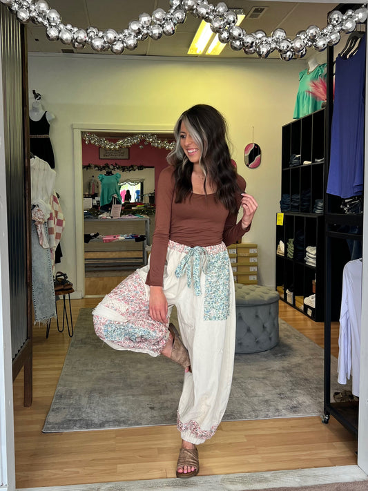 Oatmeal Patchwork Joggers, POL