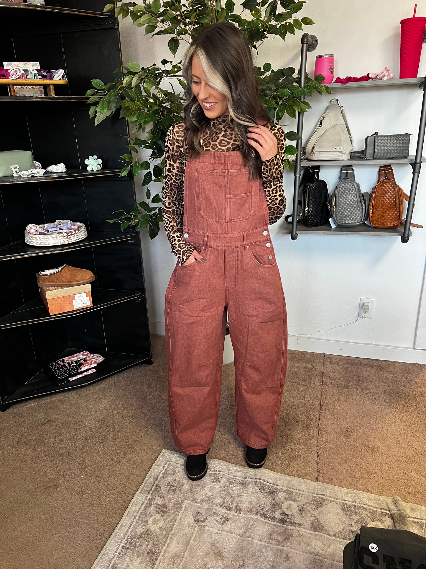 Barrel Jean Overalls, Rust