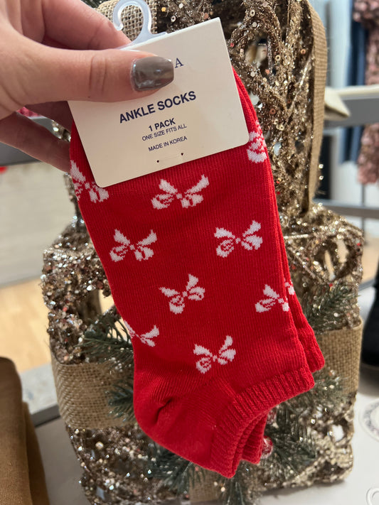 Bows Ankle Socks, Red *DOORBUSTER*