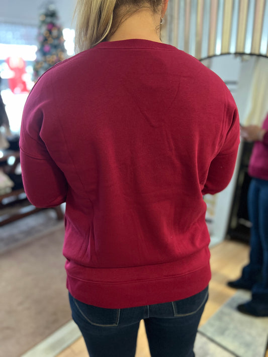 Fleece Pullover, Cabernet CURVY