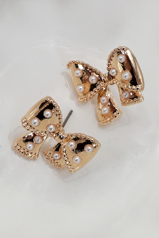 Bow Pearl Stud Earrings