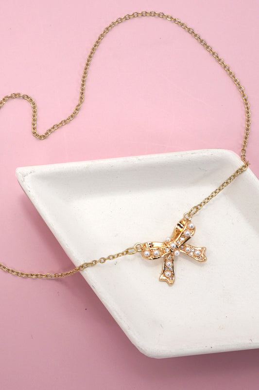 18k Stainless Steel Bow Necklace