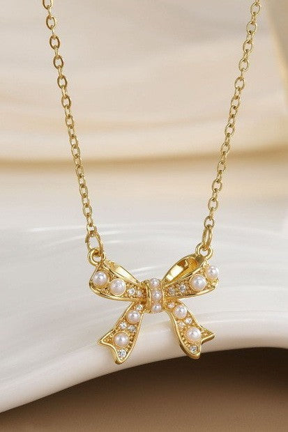 18k Stainless Steel Bow Necklace