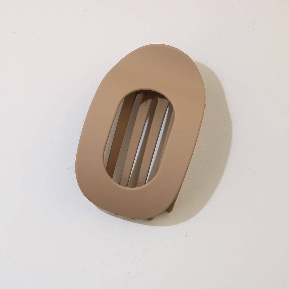 Oval Flat Hair Clip, Khaki